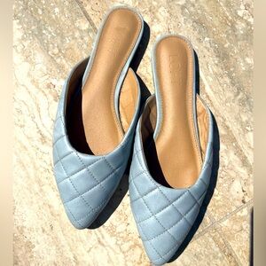 Size 8 M flat. Quilted powder blue. Matches perfectly w/blazer sold separately.